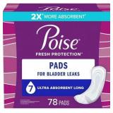 Poise Incontinence Pads for Women  7 Drop  Ultra Absorbency  Long  78Ct