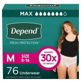 Depend Fresh Protection Adult Incontinence & Postpartum Underwear for Women - Maximum Absorbency - M - Blush - 76ct