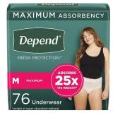 Depend Fresh Protection Adult Incontinence & Postpartum Underwear for Women - Maximum Absorbency - M - Blush - 76ct