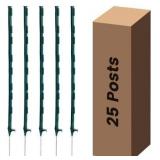 25 Pack Electric Fence Posts, 48 inch Step in Fence Post, Temporary Plastic Fence Posts for Farm Protection, Sturdy Fencing Post for Garden Yard