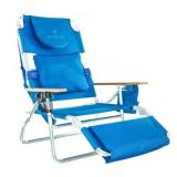 Ostrich Deluxe 3-in-1 Lightweight Outdoor Beach Lounge Chair w/Footrest  Blue