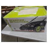 Sun Joe Electric Lawn Dethatcher & Scarifier with 13.2-Gal Bag, 13 Amp, 15 Inch, Black/Green - Heavy Duty Gardening Machine and Equipment for Lawn, Yard, and Grass, AJ805E