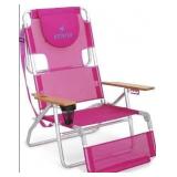 Ostrich 3N1 Lightweight Lawn Beach Reclining Lounge Chair with Footrest, Outdoor Furniture for Patio, Balcony, Backyard, or Porch, Pink