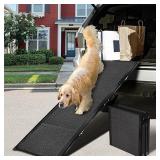 71L*19.7W Extra Wide & Long Dog Ramp for Car Truck SUV, Portable Folding Pet Ramps for Small Medium Large Dogs and Cats, Lightweight Aluminum Frame, Supports up to 155 Lbs - Retail: $90