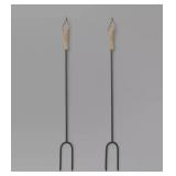 PACK OF 2 ITEMS- 2pc Tongs and Fire Poker Tool Set Black - Threshold+ 2pc Marshmallow Roasting Log Tong Sticks Black - Threshold - Retail: $60