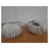 PACK OF 2 Medium Shell Ceramic Planter 6.7\"x8.7\" White - Threshold - Retail: $60