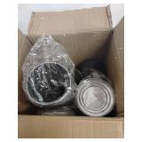 Trash Can, Toilet Brush and Plunger 3-Piece Bathroom Accessory Set in Stainless Steel