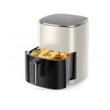 6QT Air Fryer with Window, Square Airfryer Oven 12-in-1 for Family, 400°F Rapid Air Crispy Technology, Roast Bake Dehydrate, Nonstick & Easy-Clean Basket,Off-White