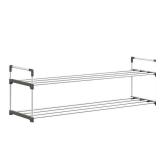 Shoe Rack - 2-Tier Shoe Organizer for Closet  Bathroom  Entryway - Shelf Holds 10 Pairs Sneakers  Heels  Boots by Home-Complete (White)