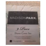 9pc Queen Stella Duvet Set - Blue: Madison Park, Cotton Percale, OEKO-TEX Certified, Vintage Style - Retail: $88