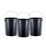 United Solutions 5 Gallon Bucket Heavy Duty Plastic Bucket Comfortable Handle Easy to Clean Perfect for on The Job Home Improvement or Household Cleaning; Black 3 Pack (B09KYH72PN)