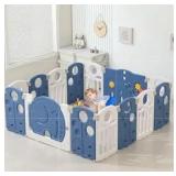 Baby Playpen,for Kids and Toddlers,Kids Activity Centre Safety Play Yard,Safety Gates for Indoor & Outdoor,Sturdy Baby Fence Area,Portable, Educational, and Safe Play Yard 14 Panels, Blue - Retail: $1