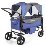 Stroller Wagon for 2 Kids,Foldable Wagon Stroller with Canopy, All-Terrain Parent Organizer, Adjustable Handle & Pull Bar Baby Wagon for Infants and Toddlers, Lavender Blue - Retail: $170