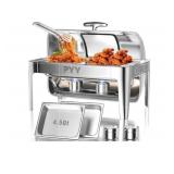 PYY Chafing Dishes for Buffet  - Roll Top Chafing Dish Buffet Set with Half Size Chafing Pans, Commercial Stainless Steel Buffet Servers and Warmers Chafer for Catering, Parties and Restaurants - Reta