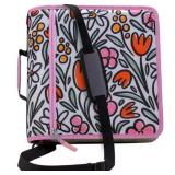 Case-it Mighty Zip Tab Zipper Binder  3  O-Ring with 5-Color tabbes  Expanding File Folder and Shoulder Strap and Handle  D-146-FUN Flowers