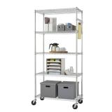 Trinity Ecostorage 5-Tier Wire Shelving Rack with Nsf Includes Wheels - Retail: $469