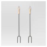 2pc Marshmallow Roasting Log Tong Sticks Black - Threshold - Retail: $30