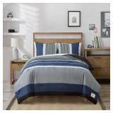 Nautica | Rendon Collection Set-100% Cotton Cozy & Soft  Durable & Breathable Striped Comforter with Matching Shams  Twin  Charcoal - Retail: $100