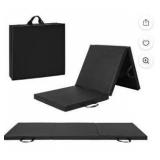 Portable Tri-Fold Exercise Mat- black color
