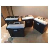 IRIS USA File Box Portable File Organizer Plastic File Box for Letter File w/ Organizer-Lid  BPA-Free Plastic Storage Organizer with Secure Buckle and Handle -Black 4 Pack