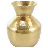 13 in. Gold Hammered Spotted Metal Decorative Vase with Fluted Top - Retail: $49