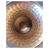 13 in. Gold Hammered Spotted Metal Decorative Vase with Fluted Top - Retail: $49