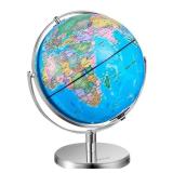VEVOR Rotating World Globe with Stand, 13 in/330.2 mm, Educational Geographic Globe with Precise Time Zone ABS Material, 720Â° Spinning Globe for Kids Children Learning Classroom Geography Education