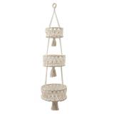 3 Tier Macrame Fruit Basket Organizer - Boho Hanging Plant Holder for Craft Room, Bedroom, Kitchen Organization Storage