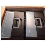 IRIS USA File Box with Lid File Organizer for Letter File w/ Organizer-Lid, Water Resistant Document Box, Plastic Mobile Filing Organizer, Secure Buckle, Portable Handle, Lockable, Black 4 Pack
