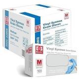 Basic Medical Synmax Vinyl Exam Gloves - Latex-Free & Powder-Free - Medium, BMPF-3002(Case of 1,000) Blue