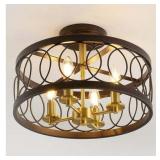 Sylvain 15.5  Metal LED Semi-Flush Mount  Oil Rubbed Bronze/Brass Gold - Retail: $160