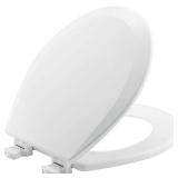 Bemis Round Enameled Wood Toilet Seat in Cotton White with Easy Clean Hinge - Retail: $49