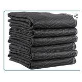US Cargo Control Moving Blankets Heavy Duty 72\"x80\" 6-Pack, (65 lbs/doz), Heavy Duty Packing Blankets for Moving Furniture, Shipping, and Storage, Black Quilted Furniture Pads, MBDELUXE Econo Deluxe