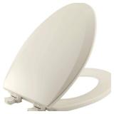 Bemis Elongated Enameled Wood Toilet Seat in Biscuit