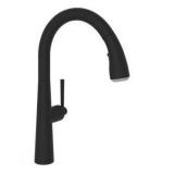 Rohl R7515LMMB-2 Single Hole Modern Lux Side Lever Pulldown Kitchen Faucet with Metal Lever, Matte Black