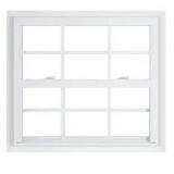 American Craftsman35.25 in. x 35.375 in. 50 Series White Single Hung Low-E Argon Glass Vinyl Fin Window with Grids, Screen Included