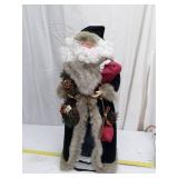 Traditional Santa Claus Decorative Figure in Green Velvet Robe