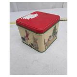 Vintage Christmas Cat Tin Container