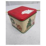 Vintage Christmas Cat Tin Container