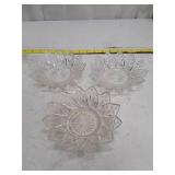Vintage Clear Glass Lotus Flower Bowls - Set of 3
