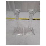Pair of Crystal Glass Candlesticks