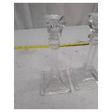 Pair of Crystal Glass Candlesticks
