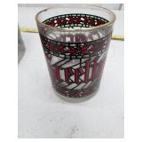 Decorative Glass Tumblers with Red and White Pattern, Seasons Greetings