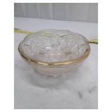 Cut Glass Bowl with Gold Rim Trim