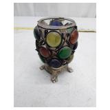Vintage Jeweled Glass Votive Candle Holder