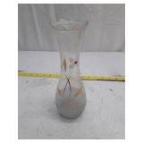 Vintage Frosted Glass Vase with Gold Leaf Design