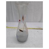 Vintage Frosted Glass Vase with Gold Leaf Design
