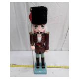 Traditional Wooden Nutcracker Guard with Flag