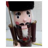 Traditional Wooden Nutcracker Guard with Flag