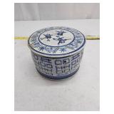 Vintage Blue and White Decorative Cookie Tin